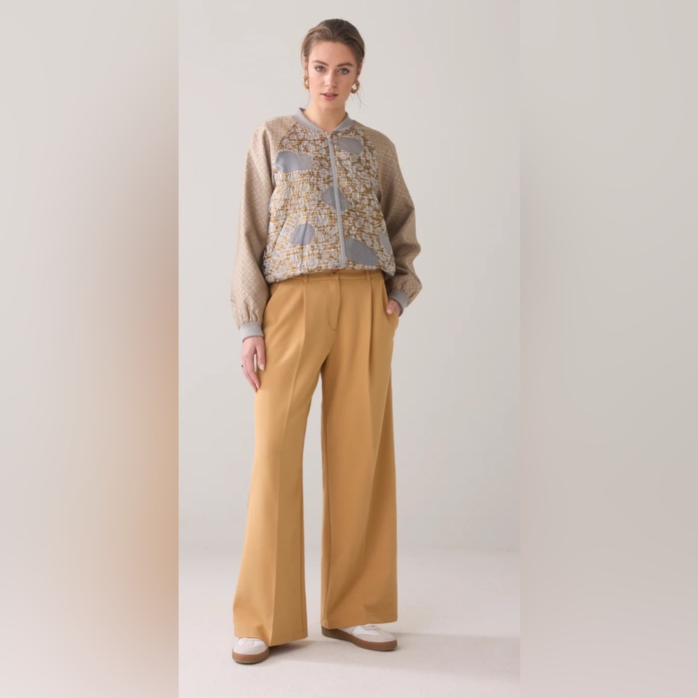 Light Brown - TROUSERS WITH PLEATED WAISTBAND - Has a matching Jacket